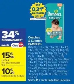 Carrefour Drive PAMPERS Couches & Culottes offre