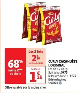 Auchan Drive Curly cacahuète l'original offre