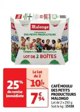 Auchan Drive Café moulu des petits producteurs malongo offre