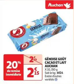 Auchan Drive Génoise goût cacao et lait auchan offre