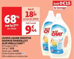 Auchan Drive Lessive liquide sensitive savon de marseille et aloe vera le chat offre