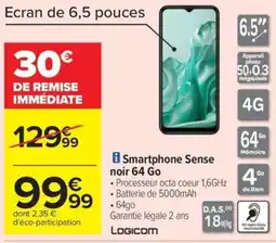 Carrefour Drive LOGICOM Smartphone Sense noir 64 Go offre