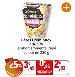 Coccimarket Sodebo - pâtes cremiobox offre
