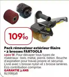 Weldom Fartools - pack rénovateur extérieur filaire + 2 brosses offre