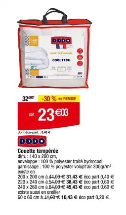 Carrefour DODO Couette tempérée offre