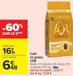 Carrefour Drive L'OR Café en grains offre