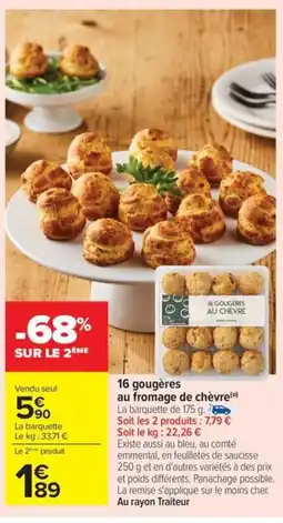 Carrefour Drive 16 gougères au fromage de chèvre offre