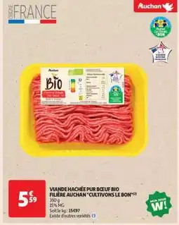 Auchan VIANDE HACHÉE PUR BŒUF BIO offre