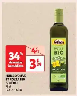 Auchan Huile D'olive Et Colza Bio Soleou offre