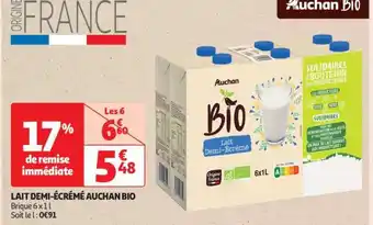 Auchan LAIT DEMI-ÉCRÉMÉ AUCHAN BIO offre