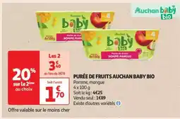 Auchan Purée De Fruits Auchan Baby Bio offre