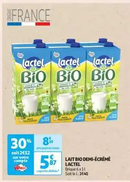 Auchan Lait Bio Demi-Écrémé Lactel offre