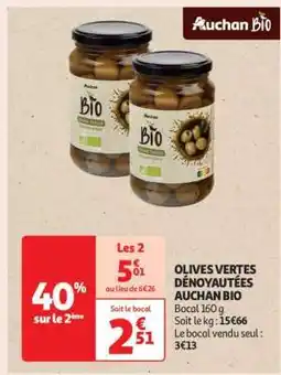 Auchan Olives Vertes Dénoyautées Auchan Bio offre