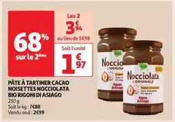 Auchan PĂąte Ă Tartiner Cacao Noisettes Nocciolata Bio Rigoni Di Asiago offre
