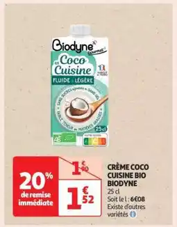 Auchan CRÈME COCO CUISINE BIO BIODYNE offre