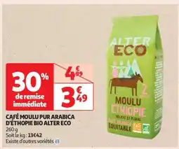 Auchan CAFÉ MOULU PUR ARABICA D'ÉTHOPIE BIO ALTER ECO offre