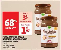 Auchan Pâte À Tartiner Cacao Noisettes Nocciolata Bio Rigoni Di Asiago offre