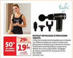 Auchan PISTOLET DE MASSAGE Ă PERCUSSION SANS FIL offre