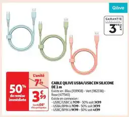 Auchan CĂBLE QILIVE USBA/USBC EN SILICONE DE 1 m offre
