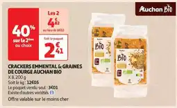 Auchan CRACKERS EMME NTAL & GRAINES DE COURGE AUCHAN BIO offre