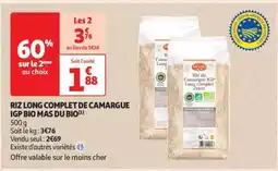 Auchan RIZ LONG COMPLET DE CAMARGUE IGP BIO MAS DU BIO offre