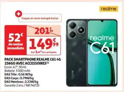 Auchan PACK SMARTPHONE REALME C61 4G 256GO AVEC ACCESSOIRES offre