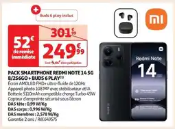 Auchan PACK SMARTPHONE REDMI NOTE 14 5G 8/256GO + BUDS 6 PLAY offre