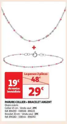 Auchan Parure Collier + Bracelet Argent offre
