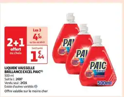 Auchan Liquide Vaisselle Brillance Excel Paic offre