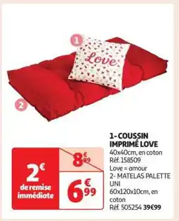 Auchan COUSSIN IMPRIMÉ LOVE offre