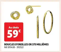 Auchan Boucles D'oreilles Or 375 Millièmes offre
