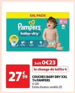 Auchan COUCHES BABY DRY XXL T4 PAMPERS offre