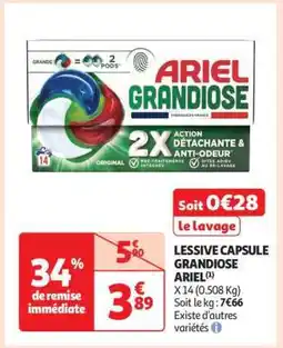 Auchan LESSIVE CAPSULE GRANDIOSE ARIEL offre