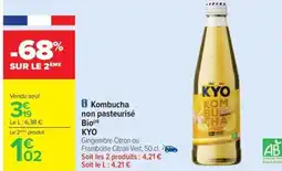 Carrefour Drive KYO Kombucha non pasteurisé Bio offre