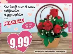 Norma Kraft - sac avec 9 roses artificielles et gypsoshies offre