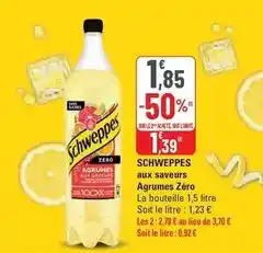 G20 Schweppes - aux saveurs agumes zéro offre