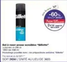 Monoprix Gillette - gel à raser peaux sensibles offre