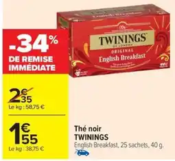 Carrefour Drive TWININGS Thé noir offre