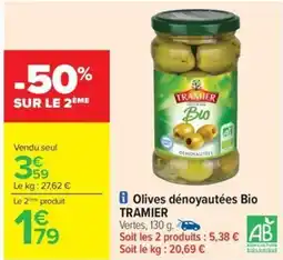 Carrefour Drive TRAMIER Olives dénoyautées Bio offre