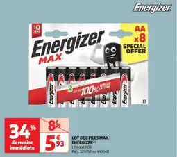 Auchan Drive Lot de 8 piles max energizer offre