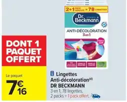 Carrefour Drive DR BECKMANN Lingettes Anti-décoloration offre