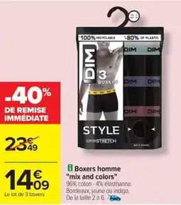 Carrefour Drive DIM Boxers homme "mix and colors" offre