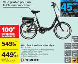Carrefour Drive TOPLIFE Vélo pliant à assistance électrique offre