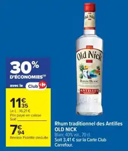 Cora x Carrefour OLD NICK Rhum traditionnel des Antilles offre