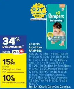 Cora x Carrefour PAMPERS Couches & Culottes offre
