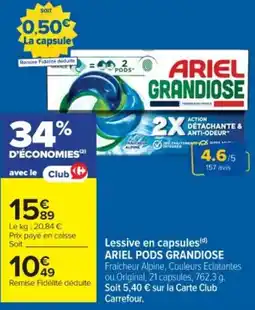 Cora x Carrefour ARIEL PODS GRANDIOSE Lessive en capsules offre