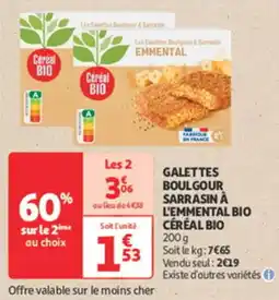 Auchan Supermarché Galettes boulgour sarrasin à l'emmental bio céréal bio offre