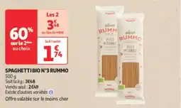 Auchan Supermarché Spaghetti bio n°3 rummo offre