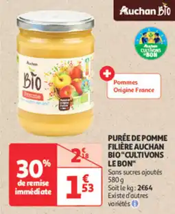 Auchan Supermarché Purée de pomme filière auchan bio cultivons le bon offre