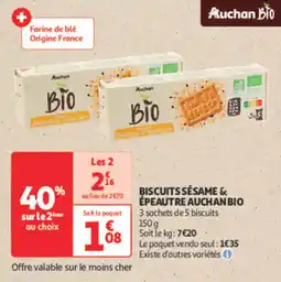 Auchan Supermarché Biscuits sésame & épeautre auchan bio offre